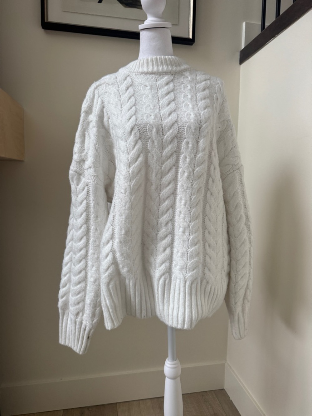 White Cable Knit Women's Sweater